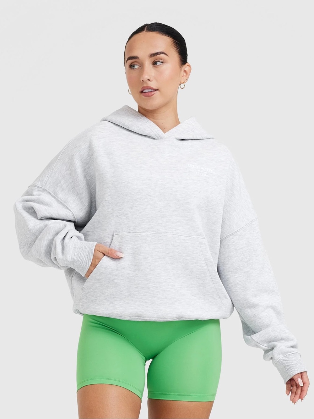 Oner Active All Day Est 2020 Oversized Hoodie Light Gray Marl Size S